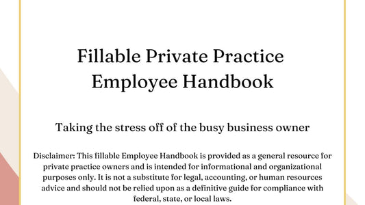 Private Practice Fillable Employee Handbook