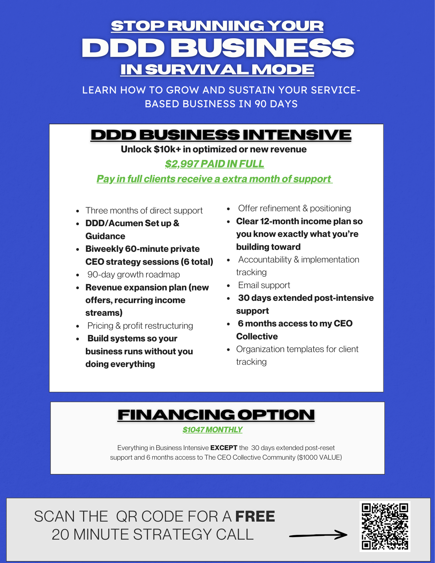 DDD Intensive 6 Month Financing