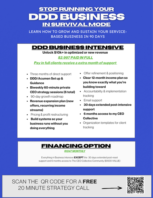 DDD Intensive 6 Month Financing